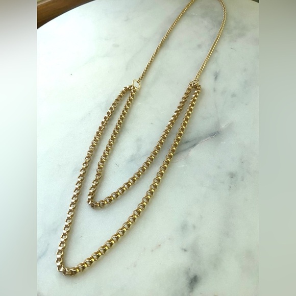 Matte Gold Double Chain Necklace - Picture 4 of 8